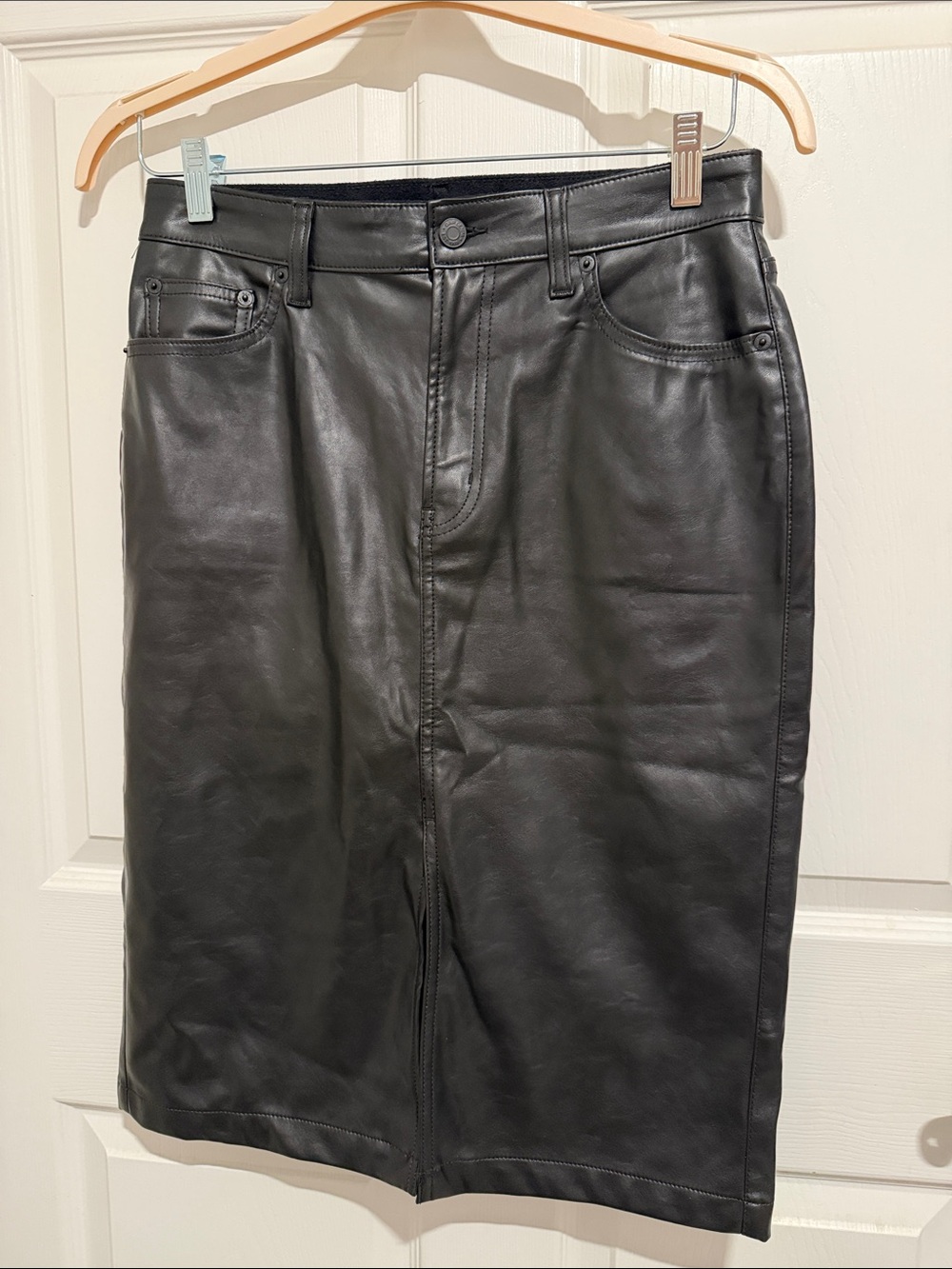 GAP Black Faux Leather Pencil Skirt